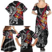 Personalized Norway Vikings Family Matching Summer Maxi Dress and Hawaiian Shirt Nordic Lion Bound in Runes and Chains
