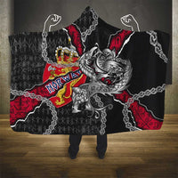 Norway Vikings Hooded Blanket Nordic Lion Bound in Runes and Chains