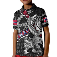 Personalized Norway Vikings Kid Polo Shirt Nordic Lion Bound in Runes and Chains