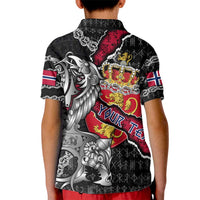 Personalized Norway Vikings Kid Polo Shirt Nordic Lion Bound in Runes and Chains