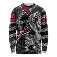 Personalized Norway Vikings Long Sleeve Shirt Nordic Lion Bound in Runes and Chains