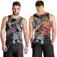 Personalized Norway Vikings Men Tank Top Nordic Lion Bound in Runes and Chains