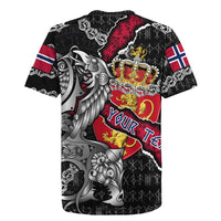 Personalized Norway Vikings Rugby Jersey Nordic Lion Bound in Runes and Chains