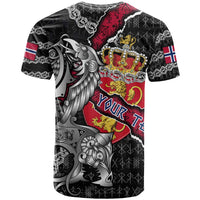 Personalized Norway Vikings T Shirt Nordic Lion Bound in Runes and Chains