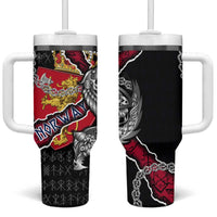 Norway Vikings Tumbler With Handle Nordic Lion Bound in Runes and Chains