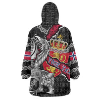 Personalized Norway Vikings Wearable Blanket Hoodie Nordic Lion Bound in Runes and Chains