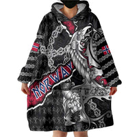 Personalized Norway Vikings Wearable Blanket Hoodie Nordic Lion Bound in Runes and Chains