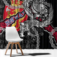 Norway Vikings Window Curtain Nordic Lion Bound in Runes and Chains