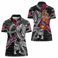 Personalized Norway Vikings Women Polo Shirt Nordic Lion Bound in Runes and Chains