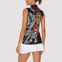 Personalized Norway Vikings Women Sleeveless Polo Shirt Nordic Lion Bound in Runes and Chains