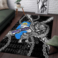 Faroe Islands Vikings Area Rug Nordic Lion Bound in Runes and Chains