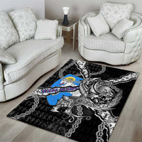 Faroe Islands Vikings Area Rug Nordic Lion Bound in Runes and Chains