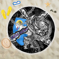 Faroe Islands Vikings Beach Blanket Nordic Lion Bound in Runes and Chains