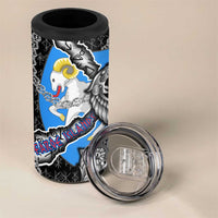 Faroe Islands Vikings 4 in 1 Can Cooler Tumbler Nordic Lion Bound in Runes and Chains