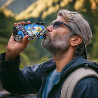 Faroe Islands Vikings 4 in 1 Can Cooler Tumbler Nordic Lion Bound in Runes and Chains