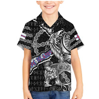 Personalized Faroe Islands Vikings Family Matching Mermaid Dress and Hawaiian Shirt Nordic Lion Bound in Runes and Chains