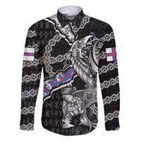 Personalized Faroe Islands Vikings Family Matching Summer Maxi Dress and Hawaiian Shirt Nordic Lion Bound in Runes and Chains