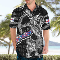 Personalized Faroe Islands Vikings Hawaiian Shirt Nordic Lion Bound in Runes and Chains