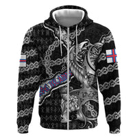 Personalized Faroe Islands Vikings Hoodie Nordic Lion Bound in Runes and Chains