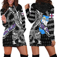 Personalized Faroe Islands Vikings Hoodie Dress Nordic Lion Bound in Runes and Chains