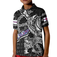 Personalized Faroe Islands Vikings Kid Polo Shirt Nordic Lion Bound in Runes and Chains