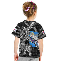 Personalized Faroe Islands Vikings Kid T Shirt Nordic Lion Bound in Runes and Chains