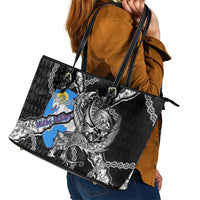 Faroe Islands Vikings Leather Tote Bag Nordic Lion Bound in Runes and Chains