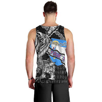 Personalized Faroe Islands Vikings Men Tank Top Nordic Lion Bound in Runes and Chains