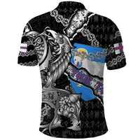 Personalized Faroe Islands Vikings Polo Shirt Nordic Lion Bound in Runes and Chains