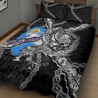 Faroe Islands Vikings Quilt Bed Set Nordic Lion Bound in Runes and Chains