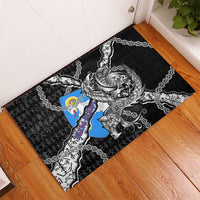 Faroe Islands Vikings Rubber Doormat Nordic Lion Bound in Runes and Chains