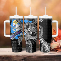 Faroe Islands Vikings Tumbler With Handle Nordic Lion Bound in Runes and Chains