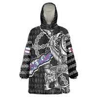 Personalized Faroe Islands Vikings Wearable Blanket Hoodie Nordic Lion Bound in Runes and Chains