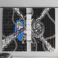 Faroe Islands Vikings Window Curtain Nordic Lion Bound in Runes and Chains