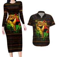 Black Power Couples Matching Long Sleeve Bodycon Dress and Hawaiian Shirt Africa Map - Wonder Print Shop
