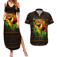 Black Power Couples Matching Summer Maxi Dress and Hawaiian Shirt Africa Map - Wonder Print Shop