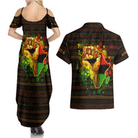 Black Power Couples Matching Summer Maxi Dress and Hawaiian Shirt Africa Map - Wonder Print Shop