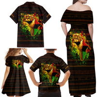Black Power Family Matching Off Shoulder Maxi Dress and Hawaiian Shirt Africa Map - Wonder Print Shop