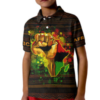 Black Power Kid Polo Shirt Africa Map - Wonder Print Shop