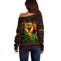 Black Power Off Shoulder Sweater Africa Map - Wonder Print Shop