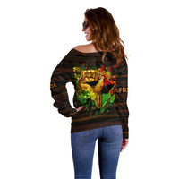 Black Power Off Shoulder Sweater Africa Map - Wonder Print Shop