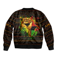 Black Power Sleeve Zip Bomber Jacket Africa Map - Wonder Print Shop