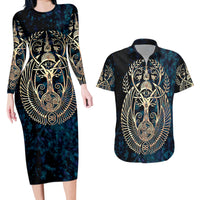 Adinkra Symbols Couples Matching Long Sleeve Bodycon Dress and Hawaiian Shirt Tree of Life - Wonder Print Shop