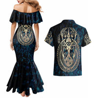 Adinkra Symbols Couples Matching Mermaid Dress and Hawaiian Shirt Tree of Life - Wonder Print Shop