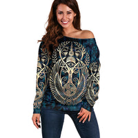Adinkra Symbols Off Shoulder Sweater Tree of Life - Wonder Print Shop