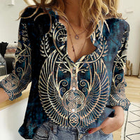 Adinkra Symbols Women Casual Shirt Tree of Life - Wonder Print Shop