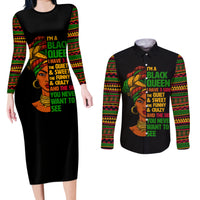 Three Sides Of Me Couples Matching Long Sleeve Bodycon Dress and Long Sleeve Button Shirts African Women Black Queen - Wonder Print Shop