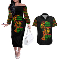 Three Sides Of Me Couples Matching Off The Shoulder Long Sleeve Dress and Hawaiian Shirt African Women Black Queen - Wonder Print Shop