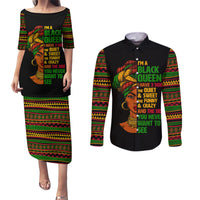 Three Sides Of Me Couples Matching Puletasi Dress and Long Sleeve Button Shirts African Women Black Queen - Wonder Print Shop