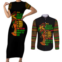 Three Sides Of Me Couples Matching Short Sleeve Bodycon Dress and Long Sleeve Button Shirts African Women Black Queen - Wonder Print Shop